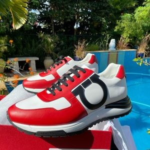 Authentic Ferragamo Brooklyn Gancio Logo Brooklyn Designer Trainer Sneakers 10.5